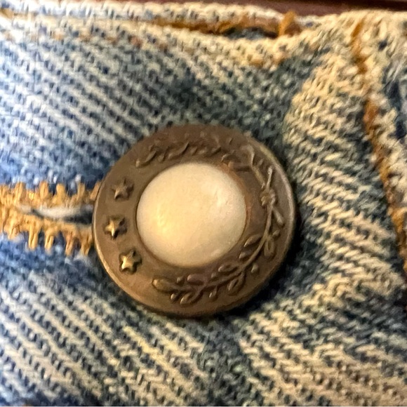 VINTAGE Denim Mini Jean Skirt Rica Lewis Raw Hem Vtg Size 44 / US 12 - Picture 5 of 10